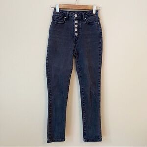 BDG Girlfriend High Rise Button Fly Faded Black Skinny Jeans - 25